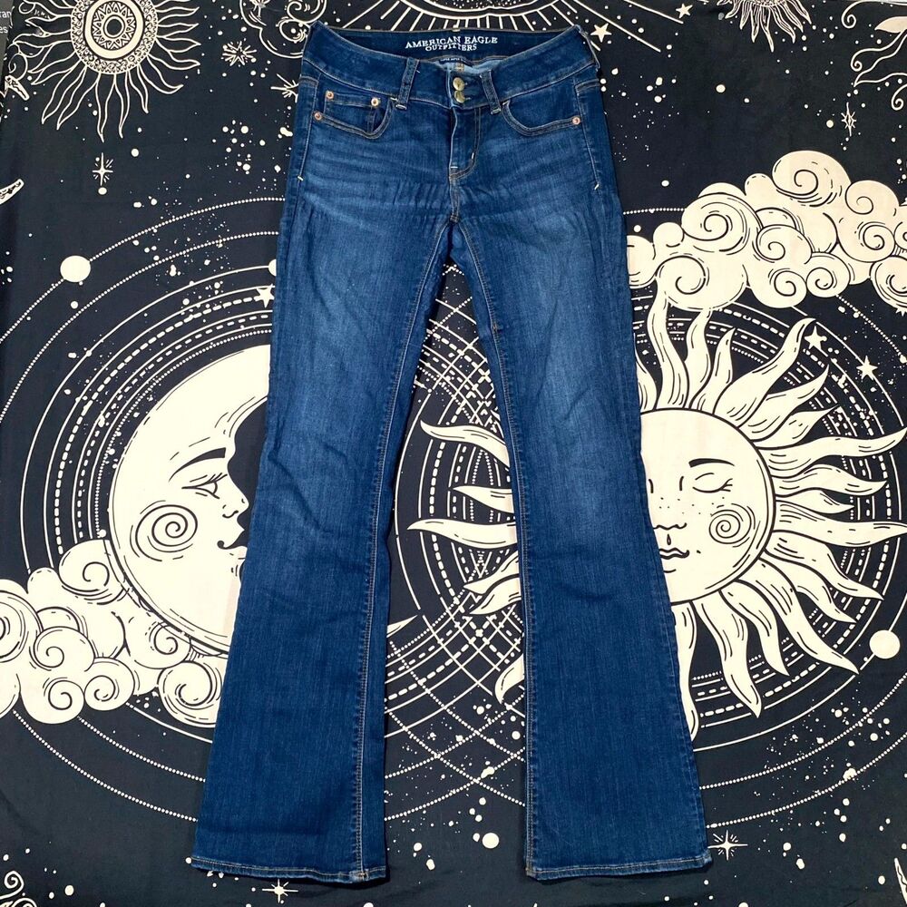American Eagle Outfitters Artist Jeans Womens 4 Blue Cotton Denim Flared Stretch